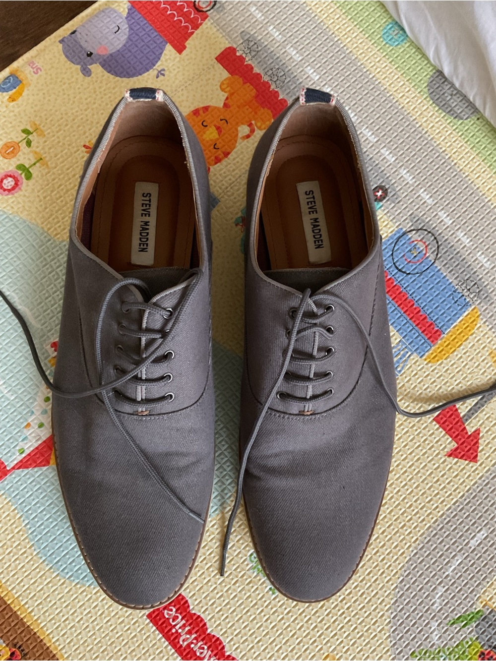 Steve Madden Men's Gray Canvas Derby Oxfords